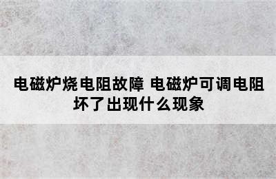 电磁炉烧电阻故障 电磁炉可调电阻坏了出现什么现象